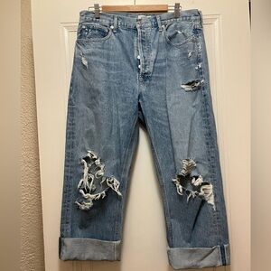 AGOLDE Women’s Distressed Jeans | Size 32 | Cropped | Relaxed Fit